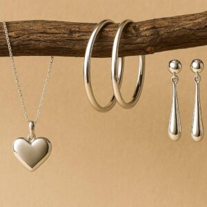 Silver Pendant with Earrings & Bangles